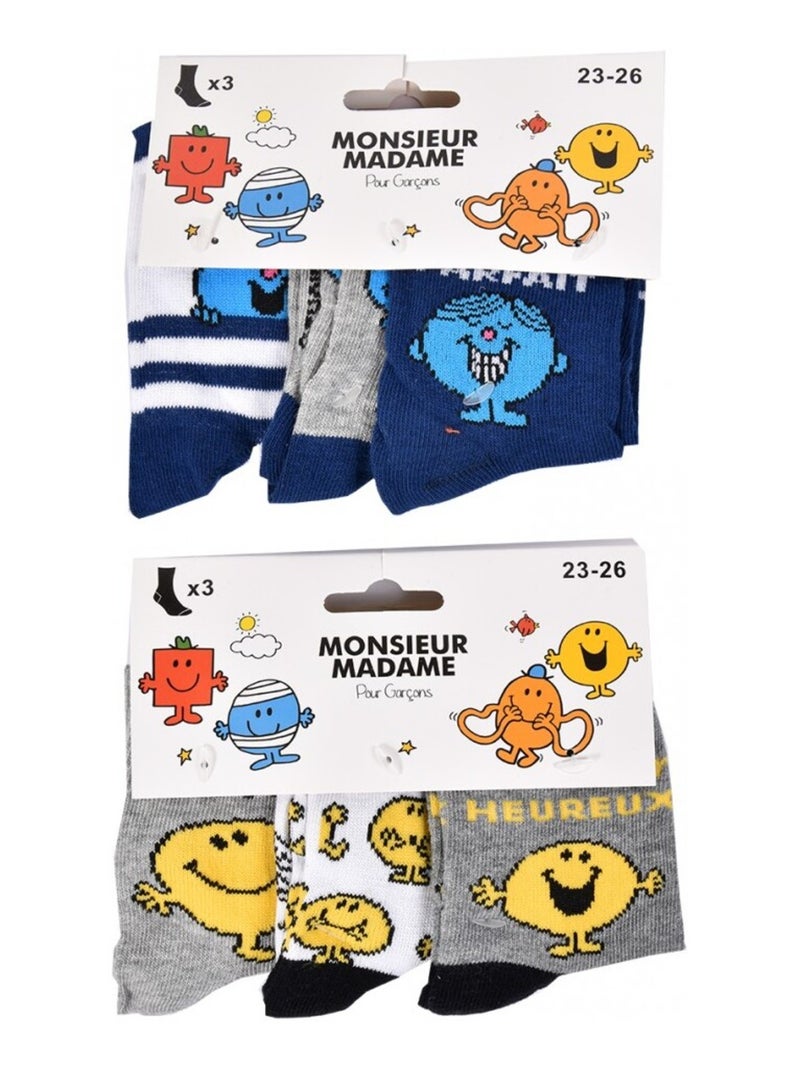 Calzini Pack Bambino MONSIEUR MADAME - Confezione da 9 Grigio bianco blu - Kiabi