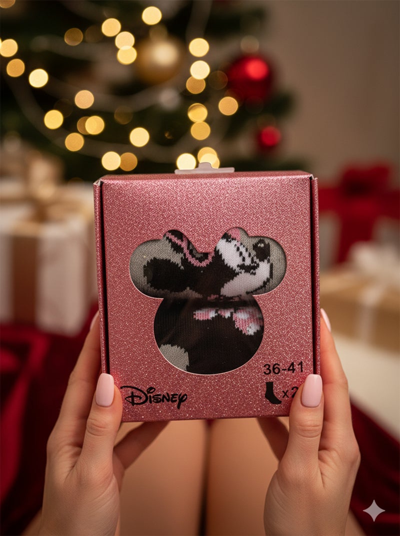 Calzini Pack Donna DISNEY MINNIE Confezione da 2 Paia Nero Grigio - Kiabi