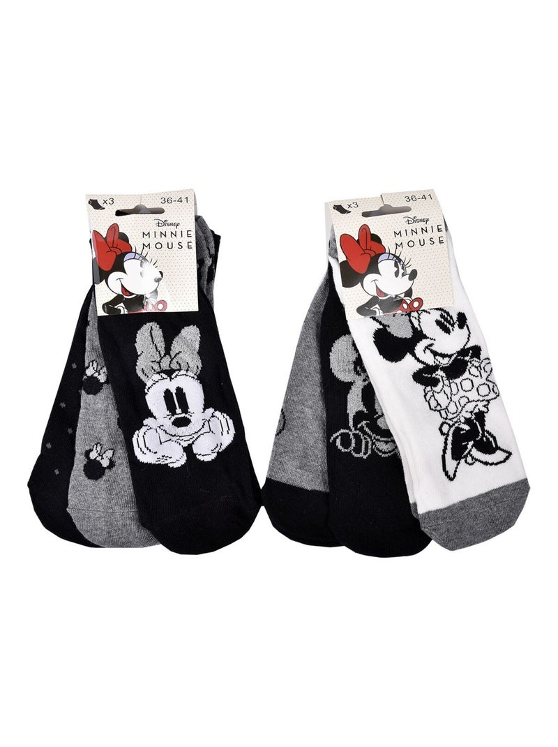 Calzini Pack Donna DISNEY MINNIE Confezione da 9 Paia Nero Grigio Bianco - Kiabi