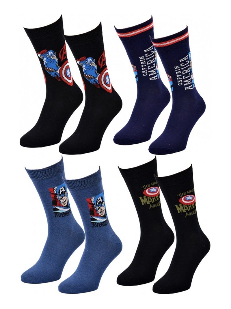 Calzini Pack Regalo Uomo MARVEL AVENGERS - Confezione da 4 Nero Blu marino Nero - Kiabi