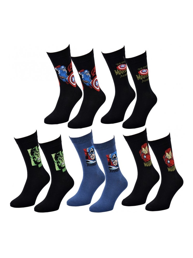 Calzini Pack Regalo Uomo MARVEL AVENGERS - Confezione da 5 Nero Blu Nero - Kiabi