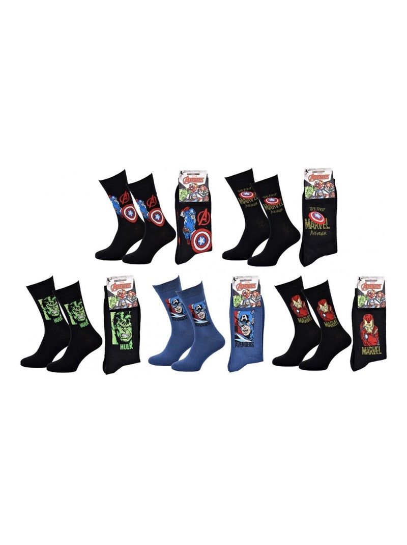 Calzini Pack Regalo Uomo MARVEL AVENGERS - Confezione da 5 Nero Blu Nero - Kiabi