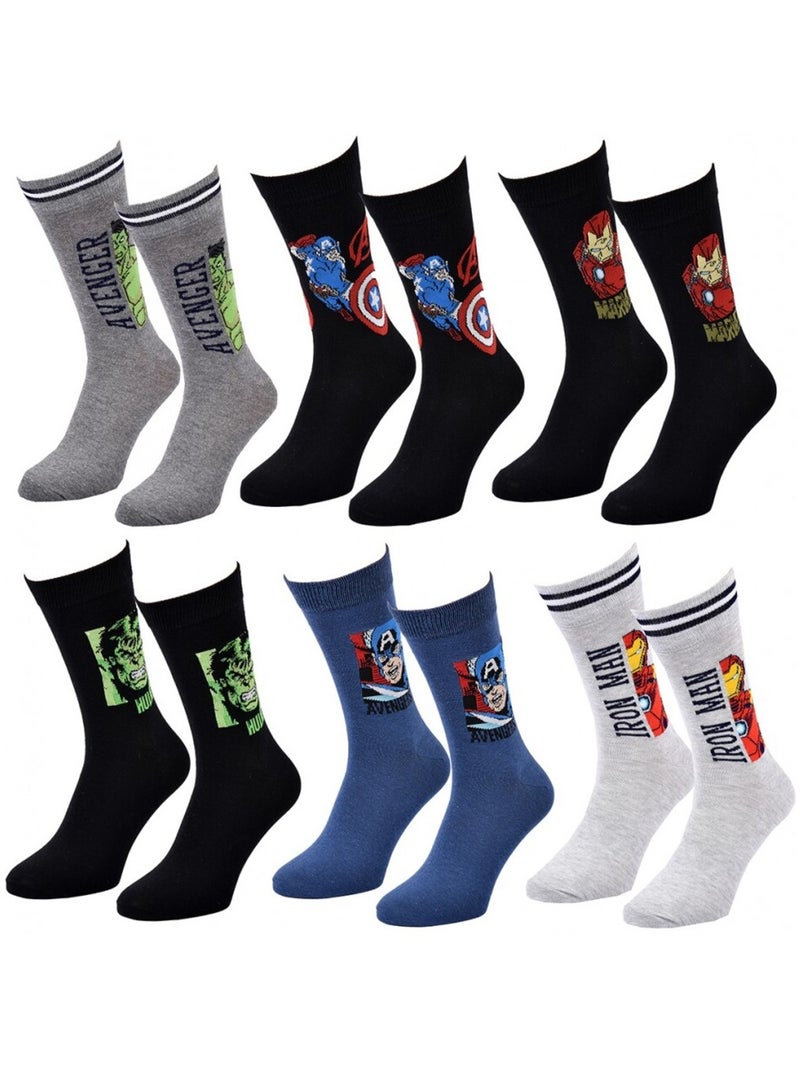 Calzini Pack Regalo Uomo MARVEL AVENGERS - Confezione da 6 Grigio giallo nero - Kiabi