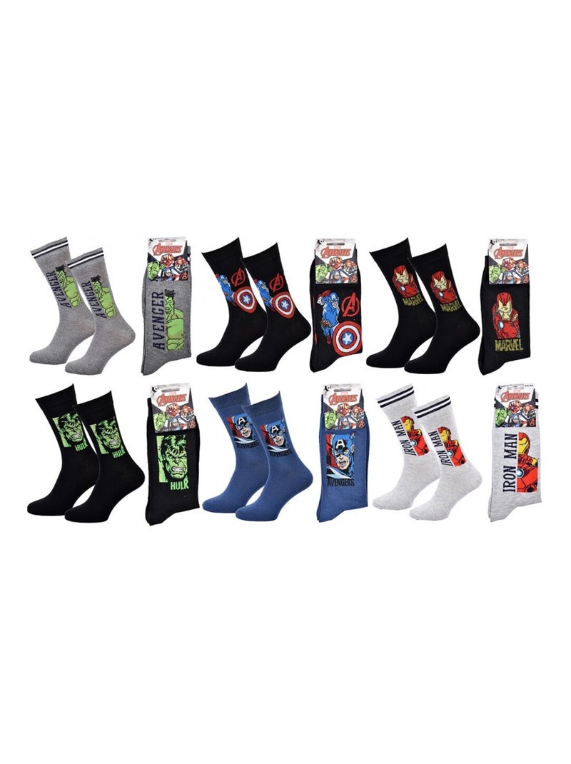 Calzini Pack Regalo Uomo MARVEL AVENGERS - Confezione da 6 Grigio giallo nero - Kiabi