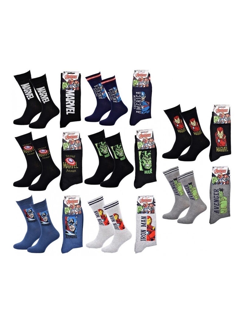 Calzini Pack Regalo Uomo MARVEL AVENGERS - Confezione da 8 Nero Multicolore Grigio - Kiabi