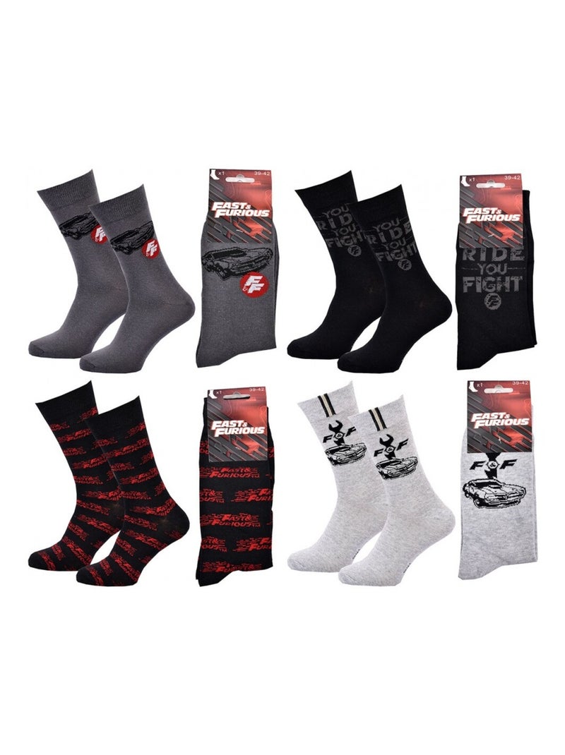 Calzini Pack Uomo FAST AND FURIOUS - Confezione da 4 Grigio grigio antracite nero - Kiabi