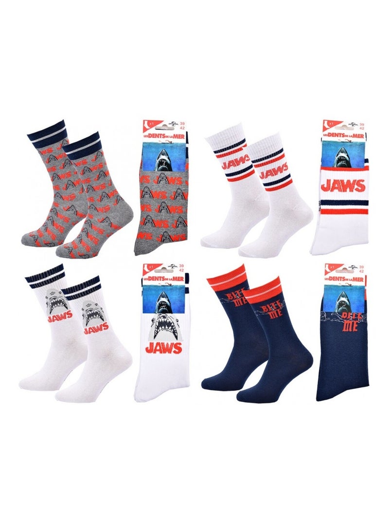 Calzini pack uomo JAWS - Confezione da 4 Grigio blu marino bianco - Kiabi