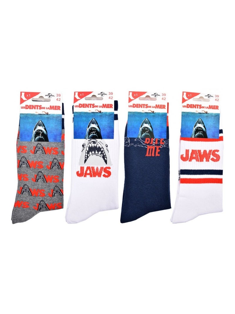 Calzini pack uomo JAWS - Confezione da 4 Grigio blu marino bianco - Kiabi