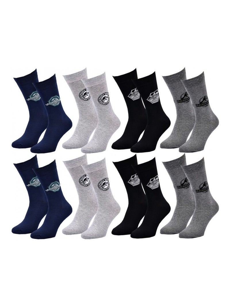 Calzini Pack Uomo JURASSIC WORLD - Confezione da 8 Blu grigio chiaro Nero - Kiabi