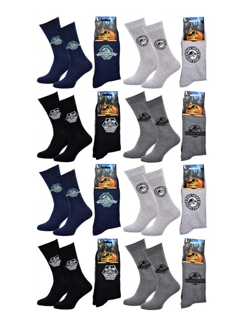 Calzini Pack Uomo JURASSIC WORLD - Confezione da 8 Blu grigio chiaro Nero - Kiabi