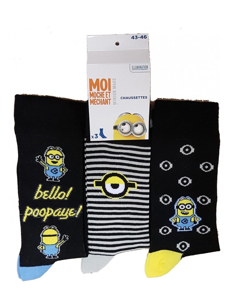 Calzini Pack Uomo LES MINIONS - Confezione da 9 Grigio blu marino nero - Kiabi