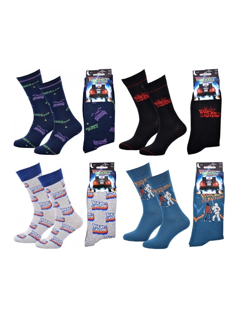 Calzini Pack Uomo RITORNO AL FUTURO - Confezione da 4 Blu Nero Grigio - Kiabi