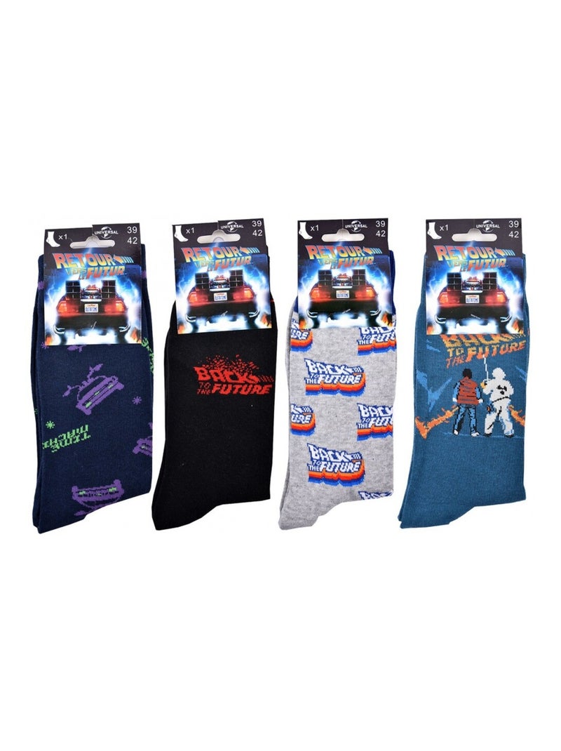 Calzini Pack Uomo RITORNO AL FUTURO - Confezione da 4 Blu Nero Grigio - Kiabi
