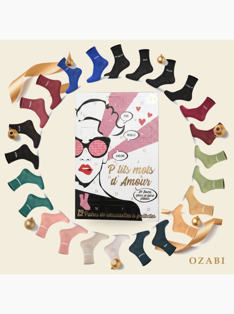 Calzini paillettati ozabi - calendario dell'avvento 12 paia Multicolore - Kiabi