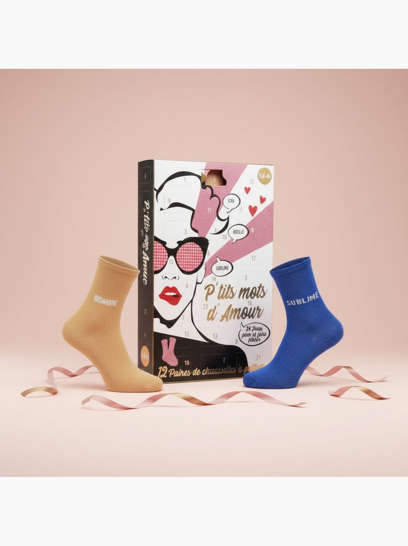 Calzini paillettati ozabi - calendario dell'avvento 12 paia Multicolore - Kiabi
