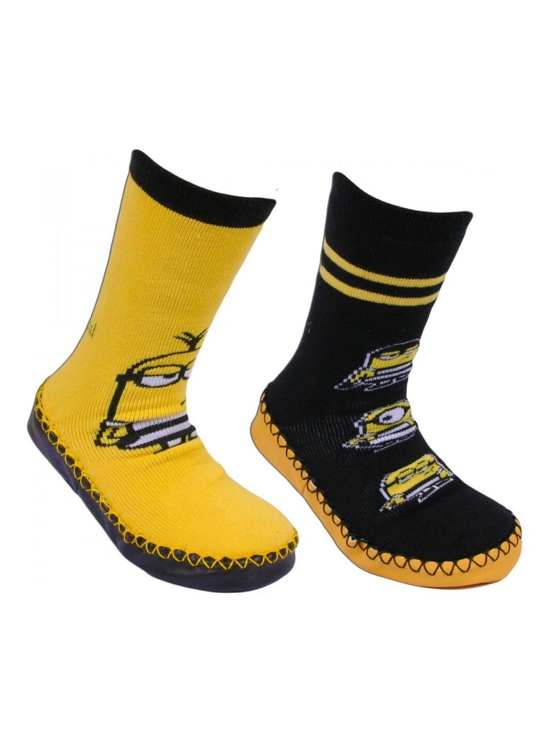 Calzini pantofola confezione da 2 MINIONS Nero Giallo - Kiabi