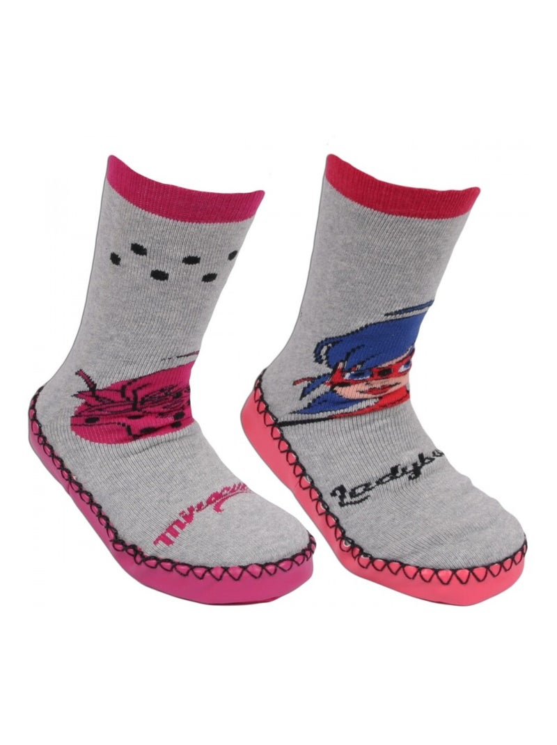 Calzini pantofola confezione da 2 ZAG HEROEZ Grigio rosa blu - Kiabi
