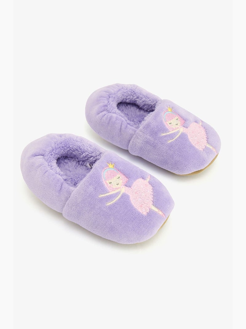 Calzini pantofole bambina con stampa ballerina e ricamo penti Blu lavanda - Kiabi