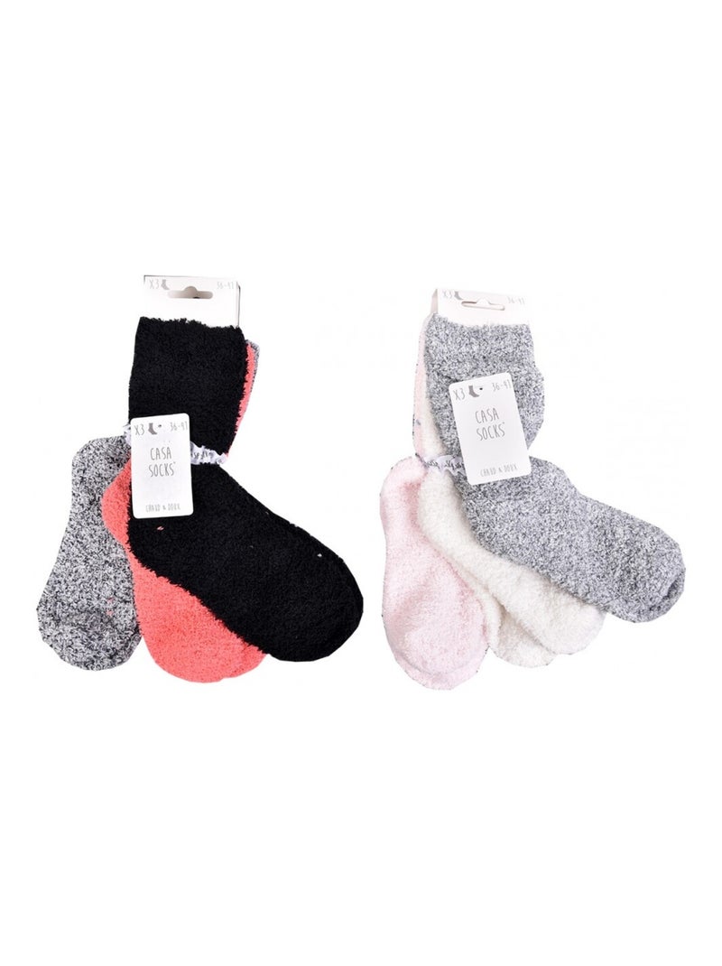 Calzini per Donna Casa Socks Toucher Doux - Confezione da 6 Bianco Beige Grigio - Kiabi