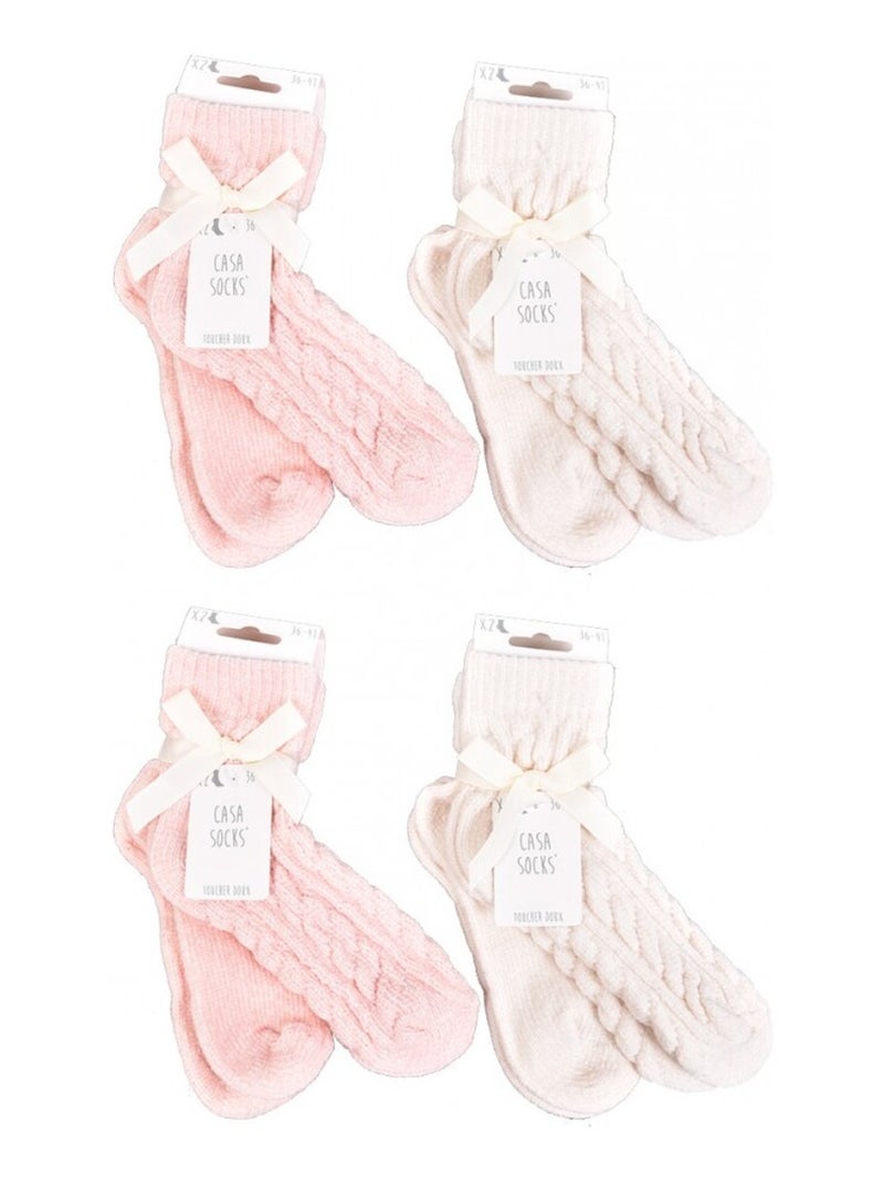 Calzini per Donna Casa Socks Toucher Doux - Confezione da 8 Beige/Rosa - Kiabi