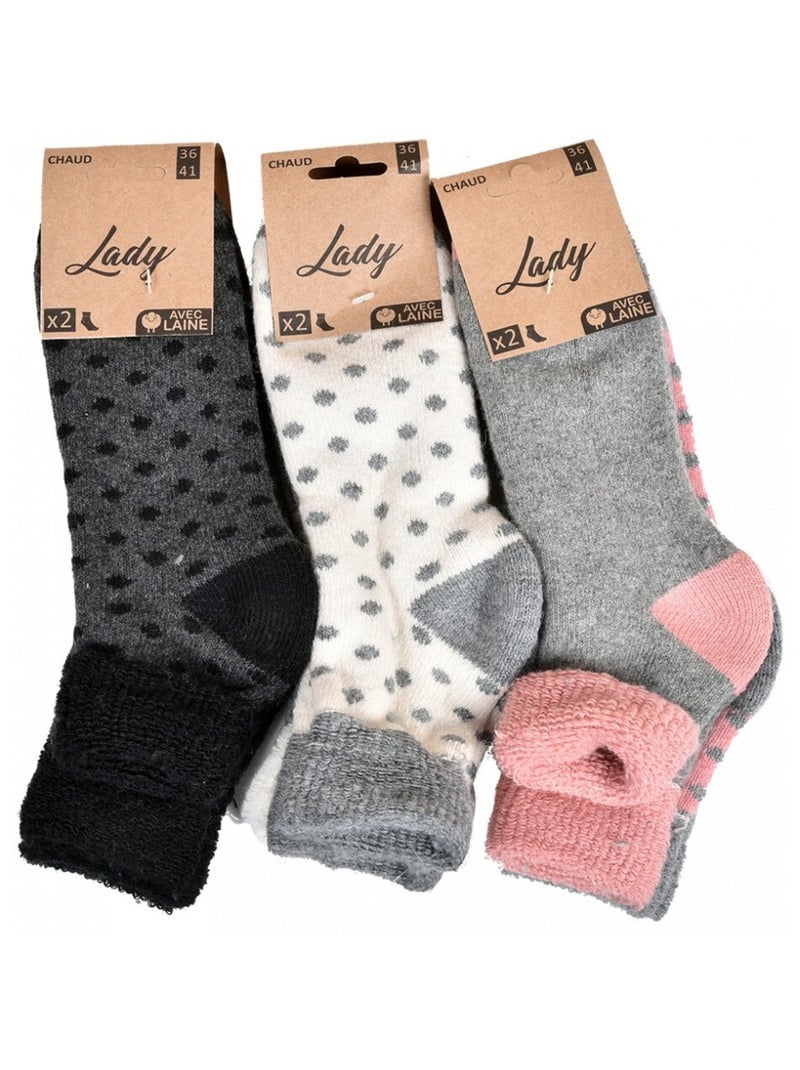 Calzini per Donna Mezza Stagione Calore e Comfort - Confezione da 6 Nero Rosa Grigio - Kiabi
