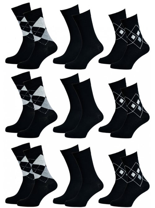 Calzini per Uomo in Cotone Maggioritario Comfort e Fantasia - Confezione da 9 - Kiabi