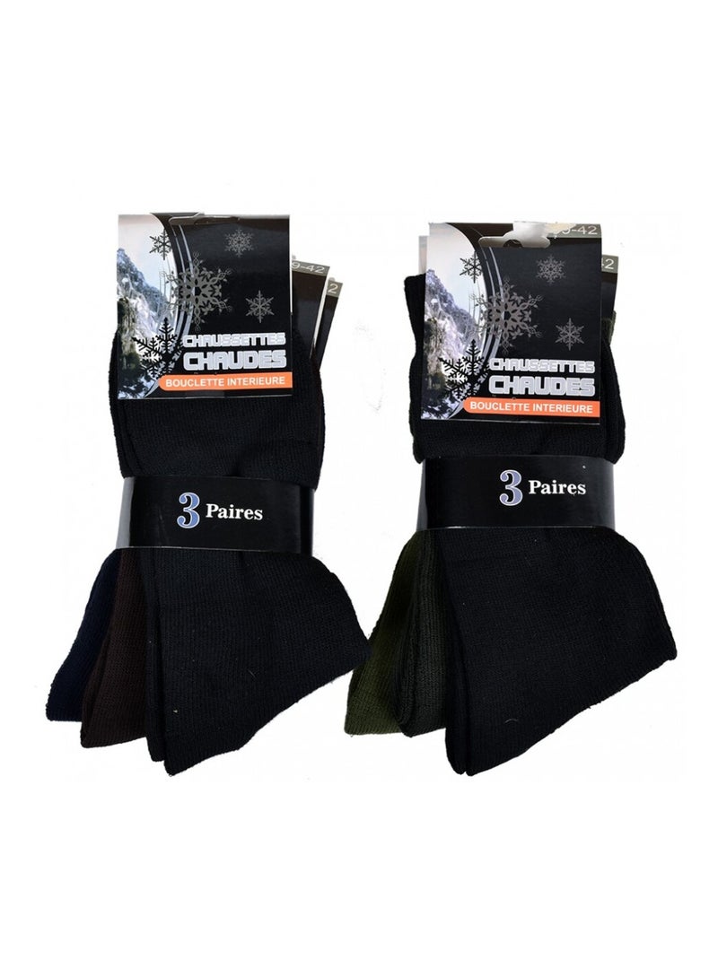 Calzini per Uomo Mi Stagione Calore e Comfort - Confezione da 6 Nero Marrone Blu - Kiabi