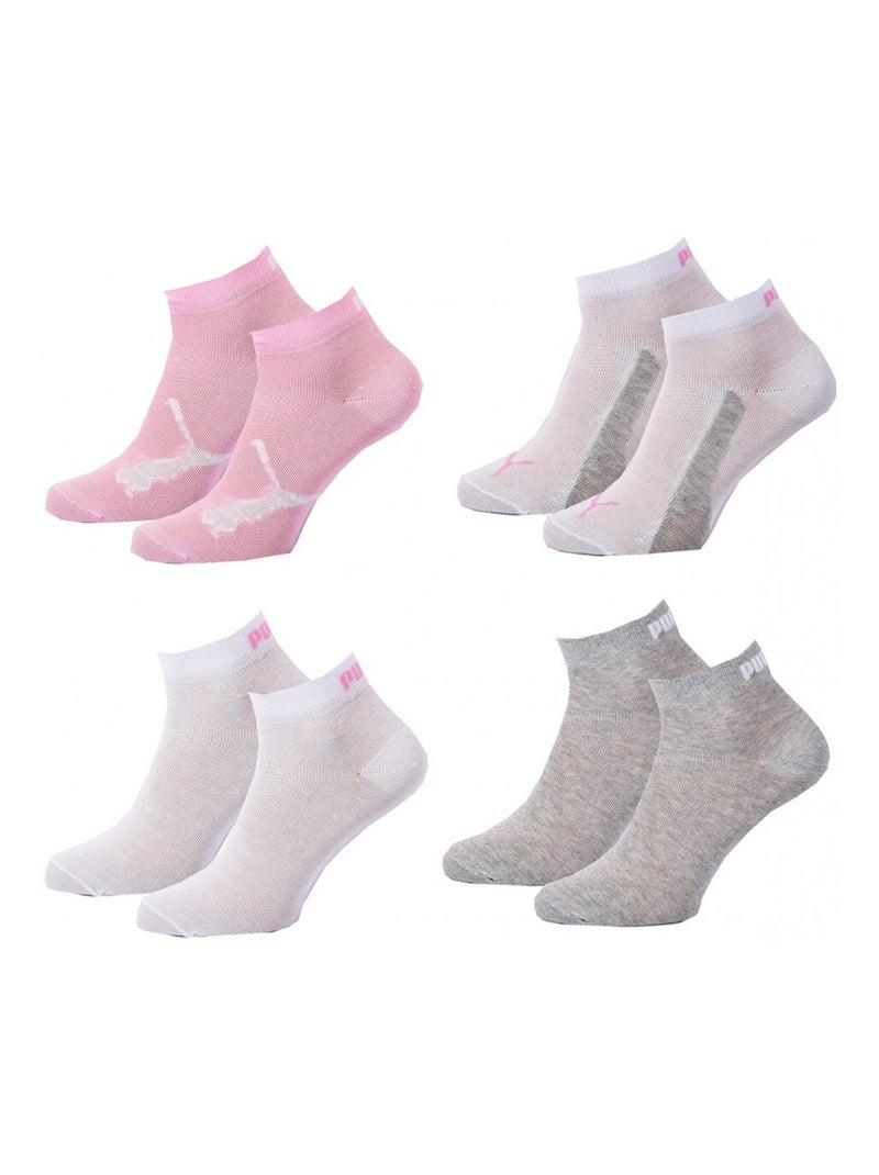 Calzini PUMA Fantasmini 2 Terzi QUARTER JUNIOR - Confezione da 8 Bianco Rosa chiaro Grigio - Kiabi