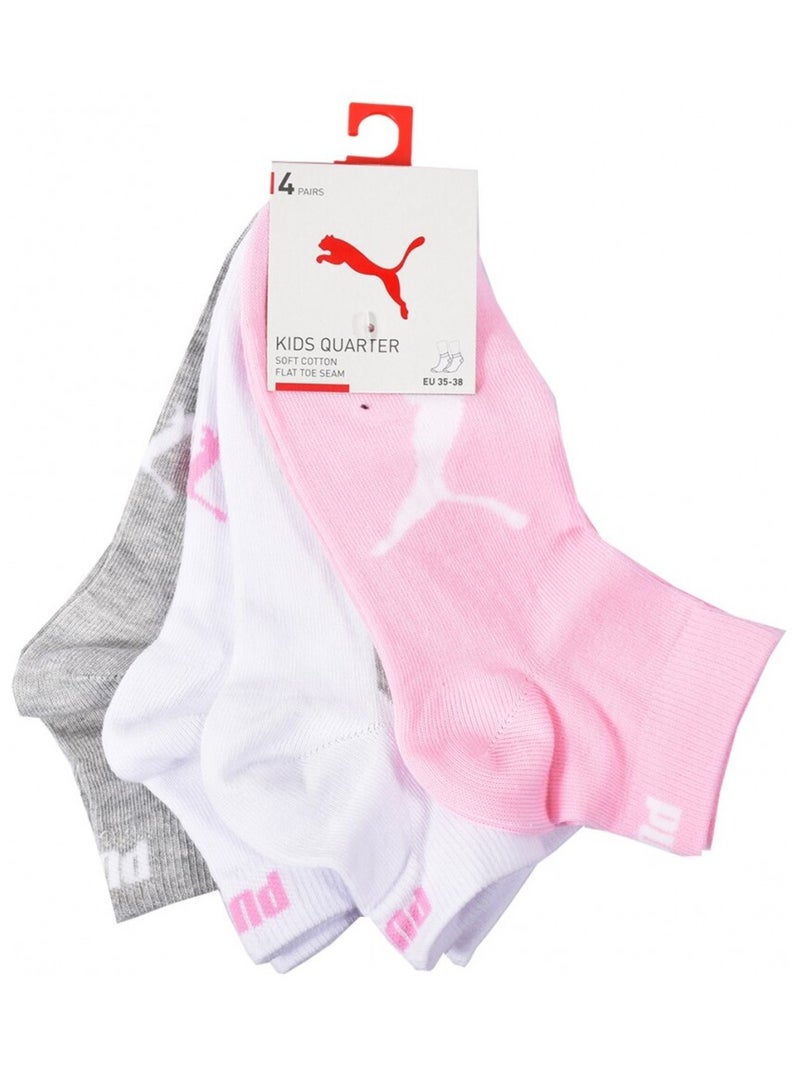 Calzini PUMA Fantasmini 2 Terzi QUARTER JUNIOR - Confezione da 8 Bianco Rosa chiaro Grigio - Kiabi