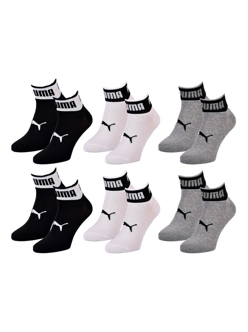 Calzini QUARTER PUMA - Confezione da 6 Nero Bianco Grigio - Kiabi