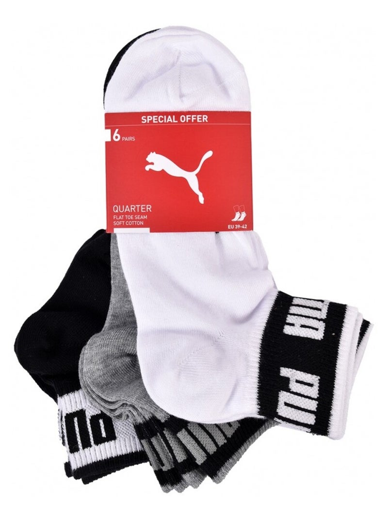 Calzini QUARTER PUMA - Confezione da 6 Nero Bianco Grigio - Kiabi