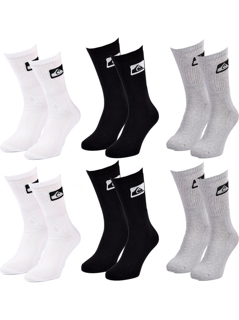 Calzini QUIKSILVER Crew Imbottiti - Confezione da 6 Bianco Nero Grigio - Kiabi