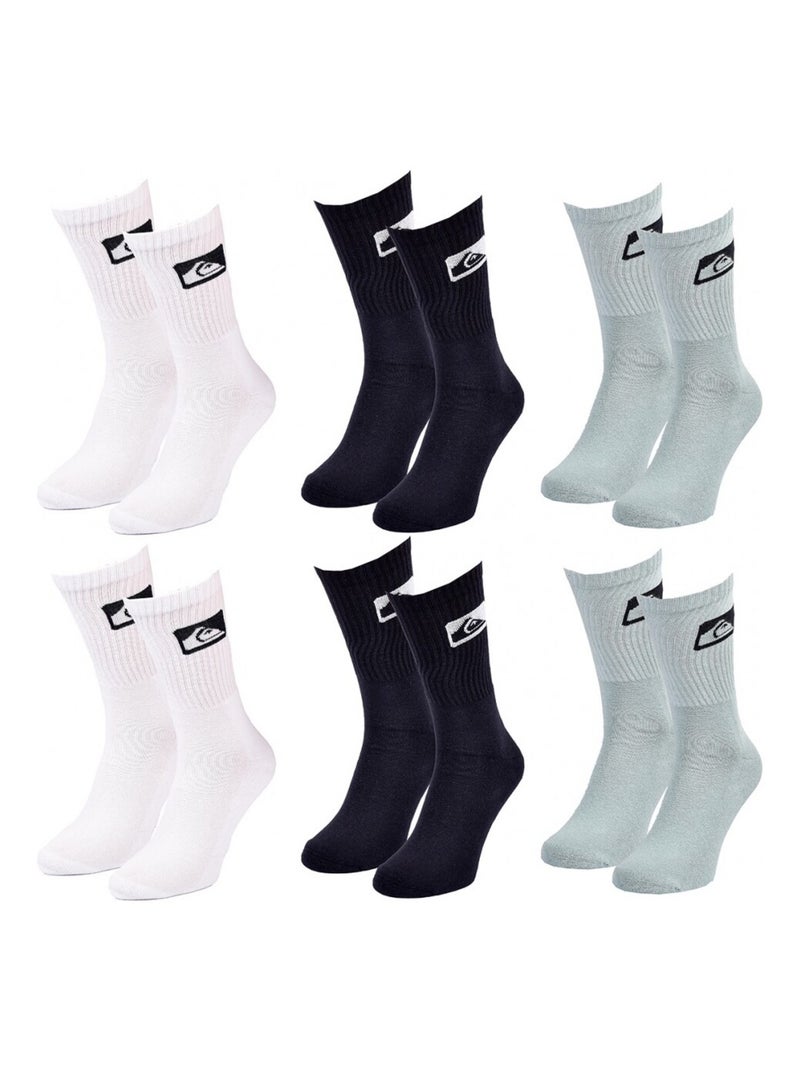 Calzini QUIKSILVER CUSHIONED CREW - Confezione da 6 Bianco Nero Blu - Kiabi