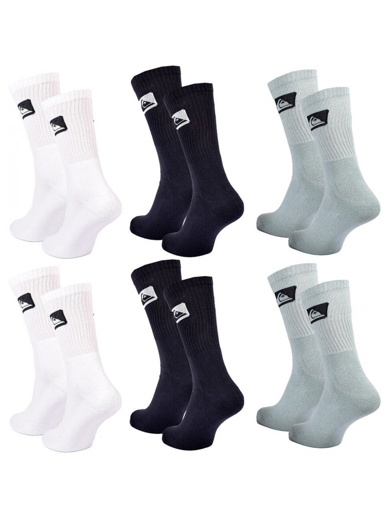Calzini QUIKSILVER CUSHIONED CREW - Confezione da 6 Bianco Nero Blu - Kiabi