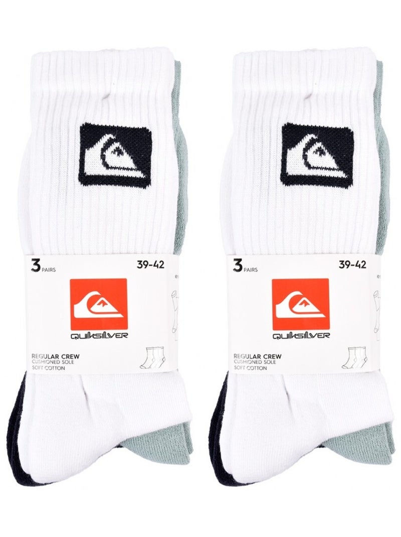 Calzini QUIKSILVER CUSHIONED CREW - Confezione da 6 Bianco Nero Blu - Kiabi