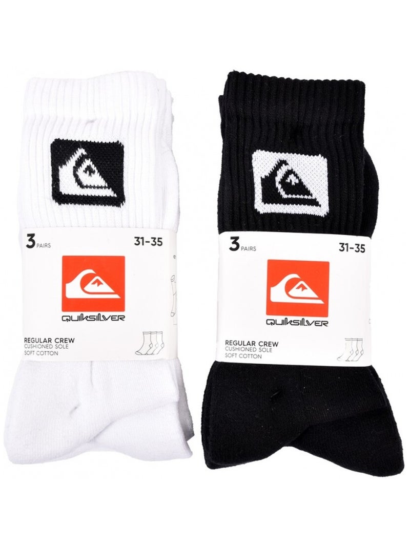 Calzini QUIKSILVER CUSHIONED CREW - Confezione da 6 Bianco Nero - Kiabi