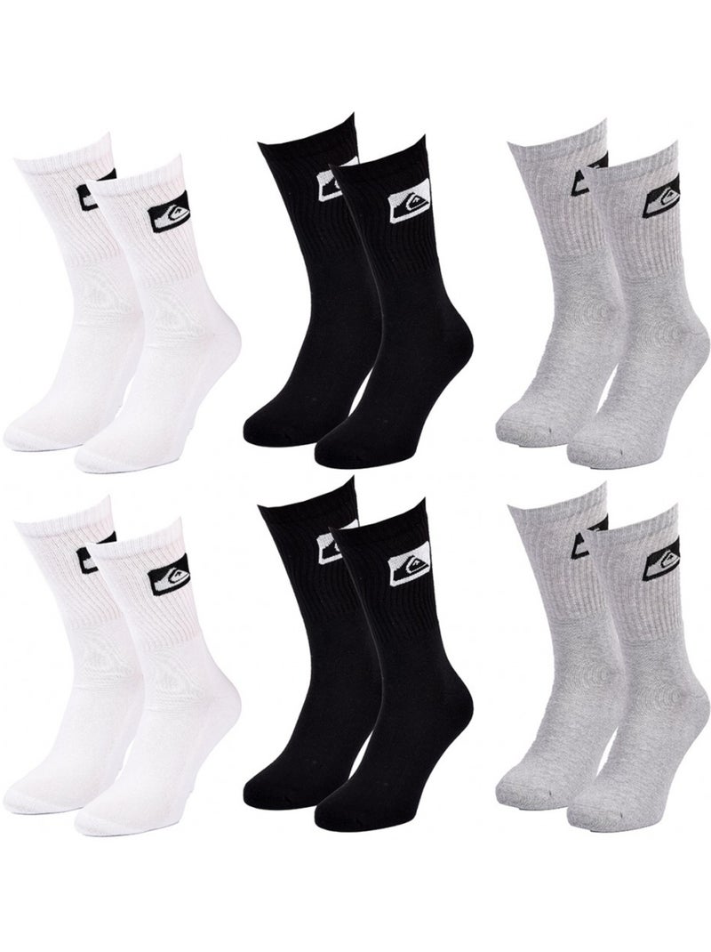Calzini QUIKSILVER CUSHIONED CREW - Confezione da 6 Bianco Nero Grigio - Kiabi