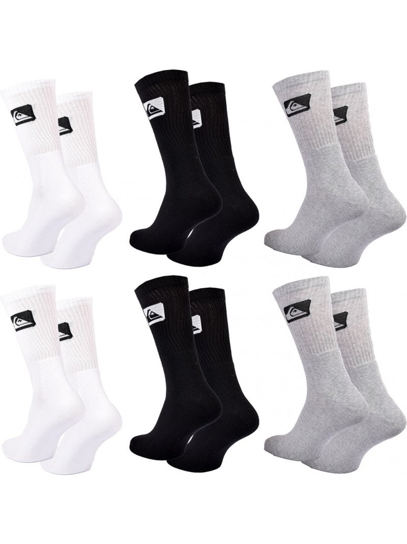 Calzini QUIKSILVER CUSHIONED CREW - Confezione da 6 Bianco Nero Grigio - Kiabi