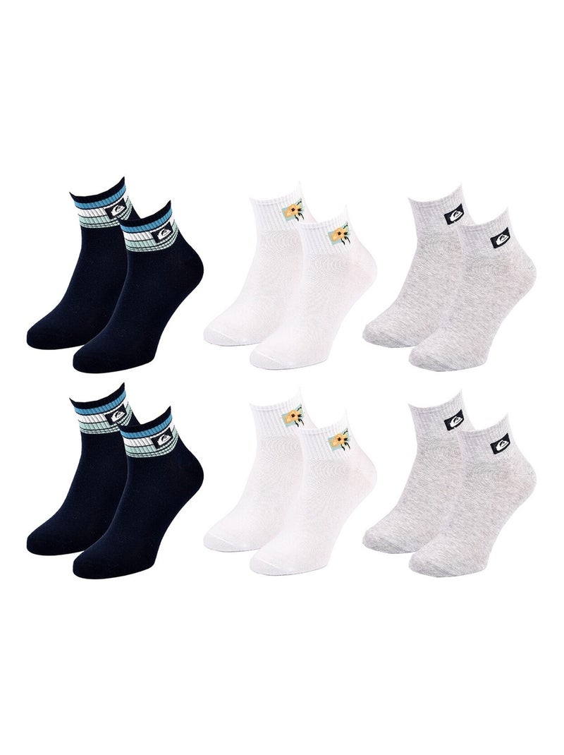 Calzini QUIKSILVER QUARTER - Confezione da 6 Blu Grigio Bianco - Kiabi