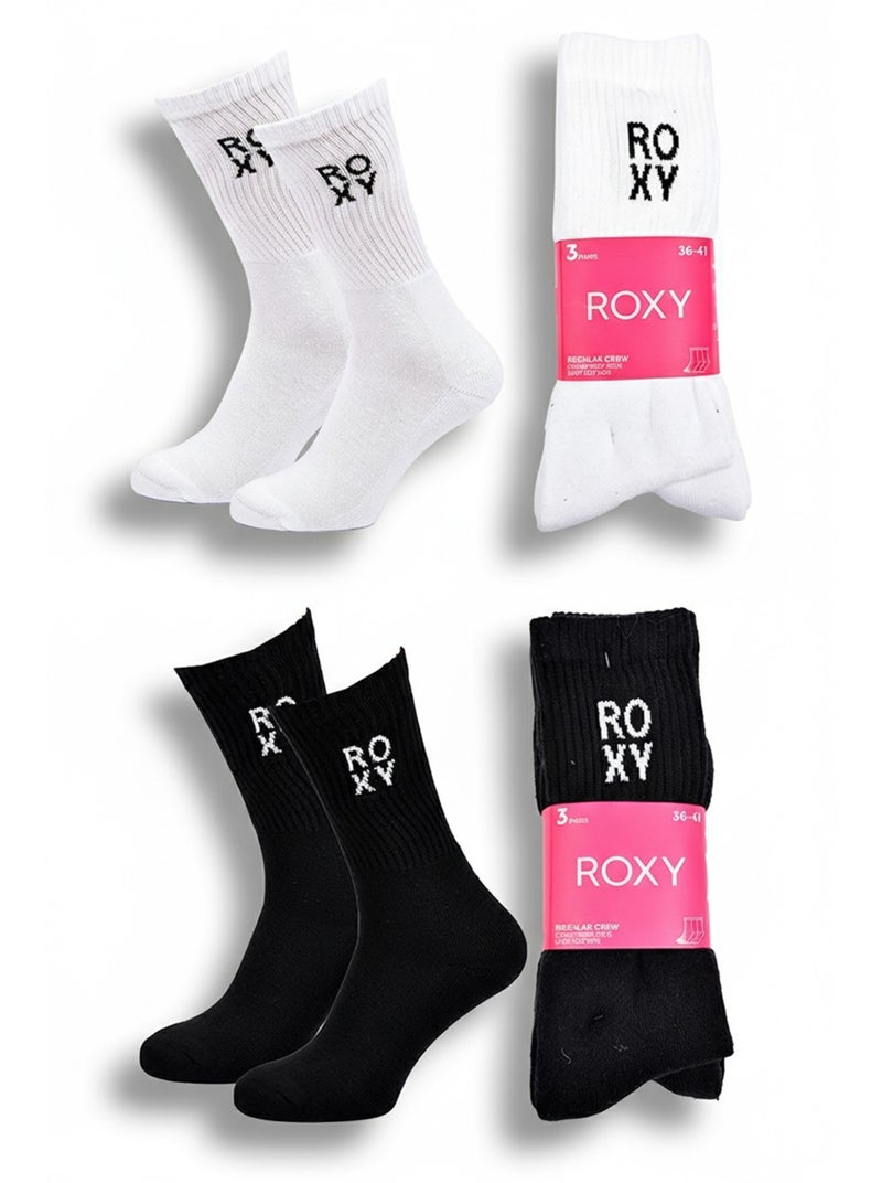 Calzini ROXY Donna Crew – Pack 6 Paia Nero Bianco - Kiabi