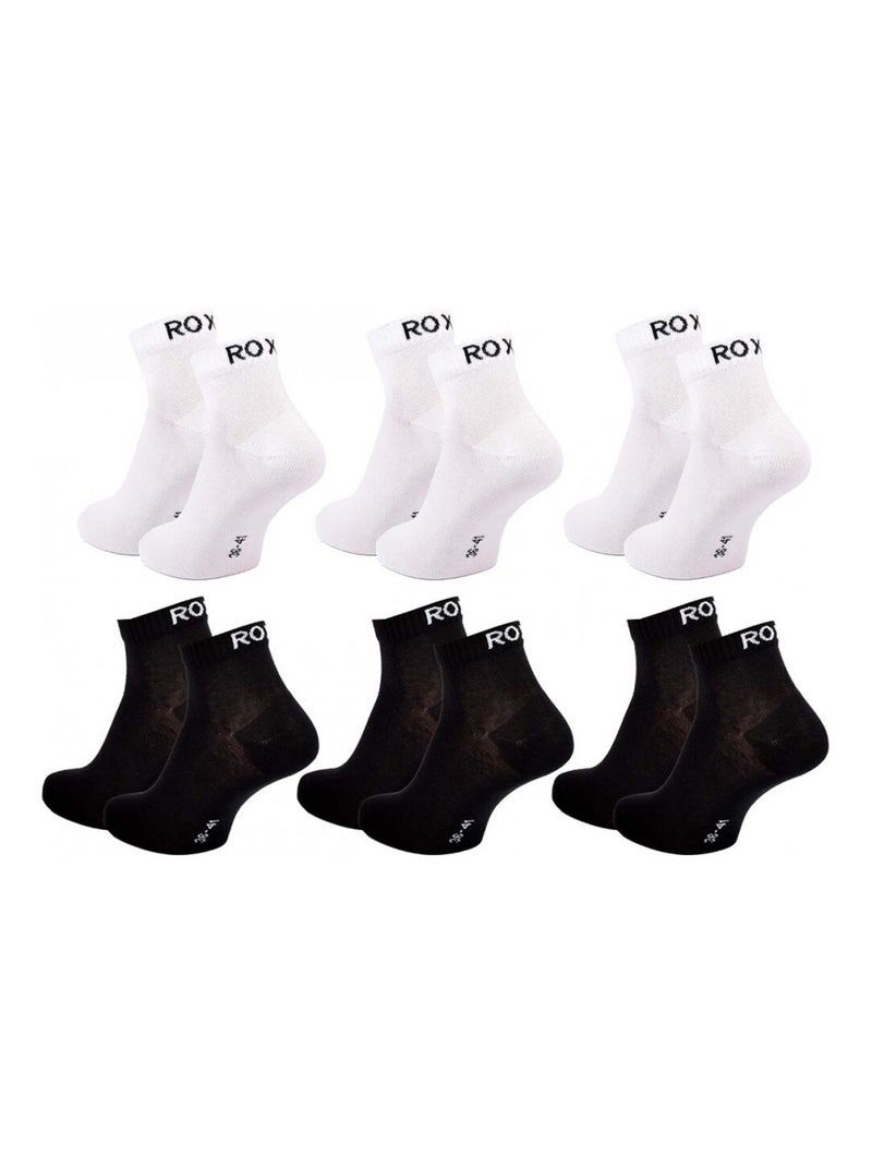 Calzini ROXY QUARTER - Confezione da 6 Bianco Nero - Kiabi