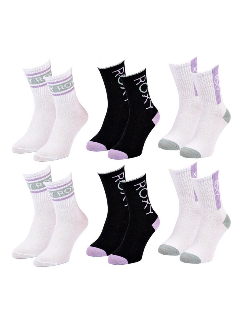 Calzini ROXY REGULAR CREW - Confezione da 6 Bianco Nero Bianco - Kiabi