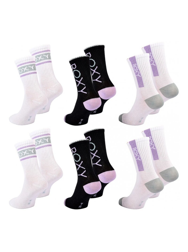 Calzini ROXY REGULAR CREW - Confezione da 6 Bianco Nero Bianco - Kiabi