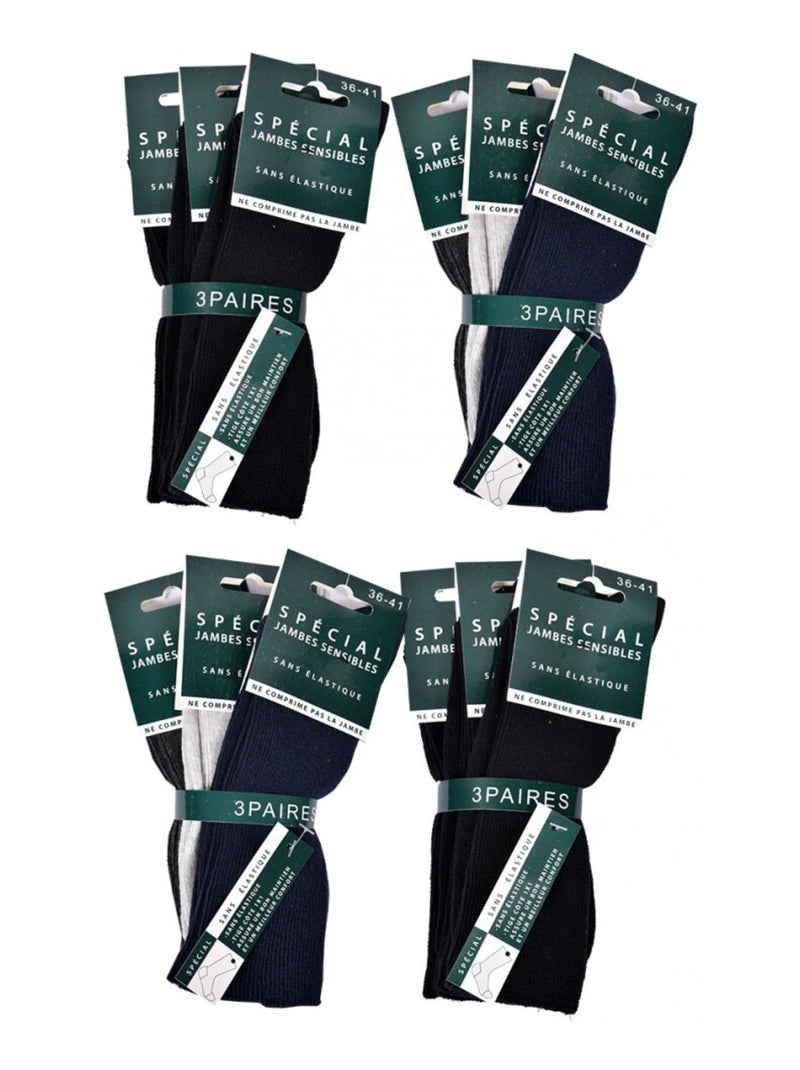 Calzini senza elastico donna Speciale Gambe Sensibili - Confezione da 12 Nero Grigio antracite Blu - Kiabi