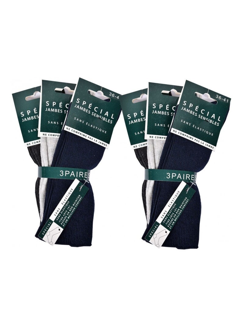 Calzini senza elastico donna Speciale Gambe Sensibili - Confezione da 6 Nero Grigio antracite Blu - Kiabi