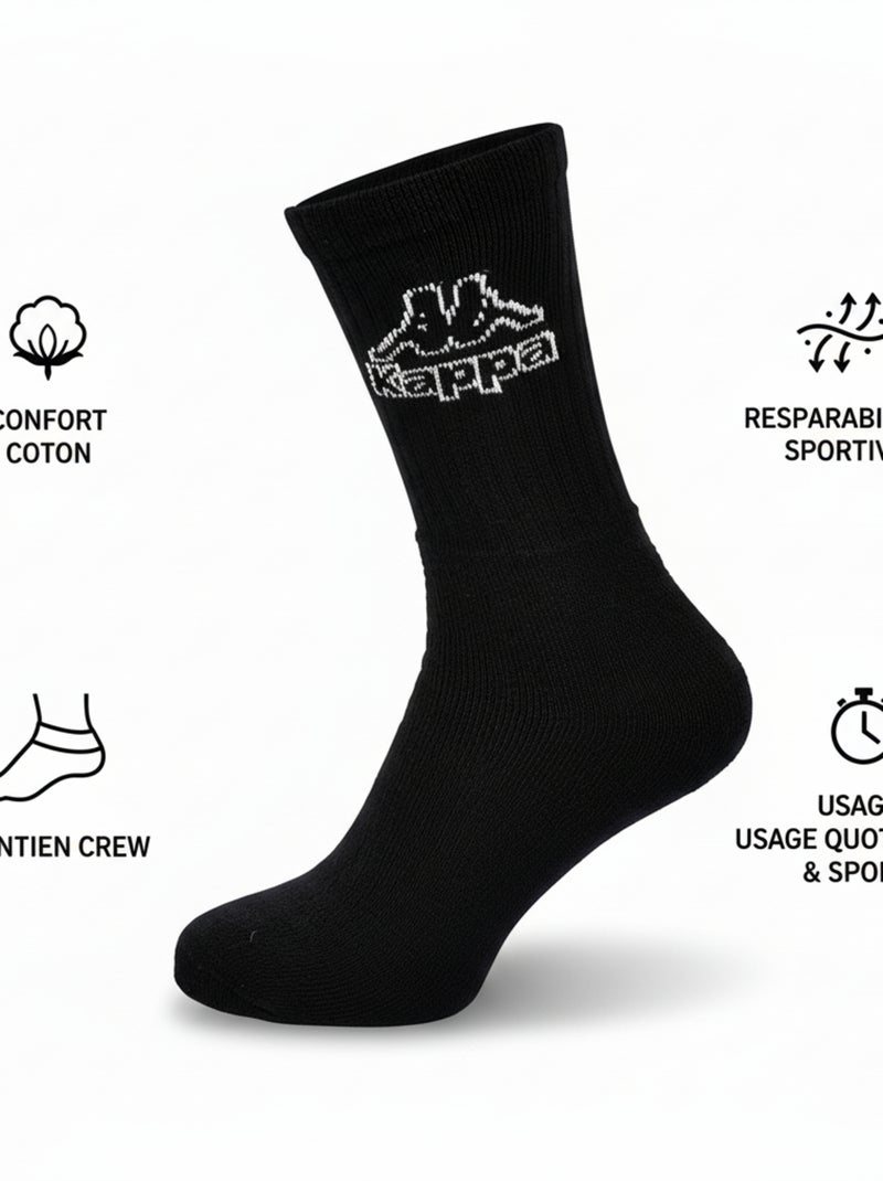 Calzini SPORT KAPPA CREW - Confezione da 6 Paia Nero - Kiabi