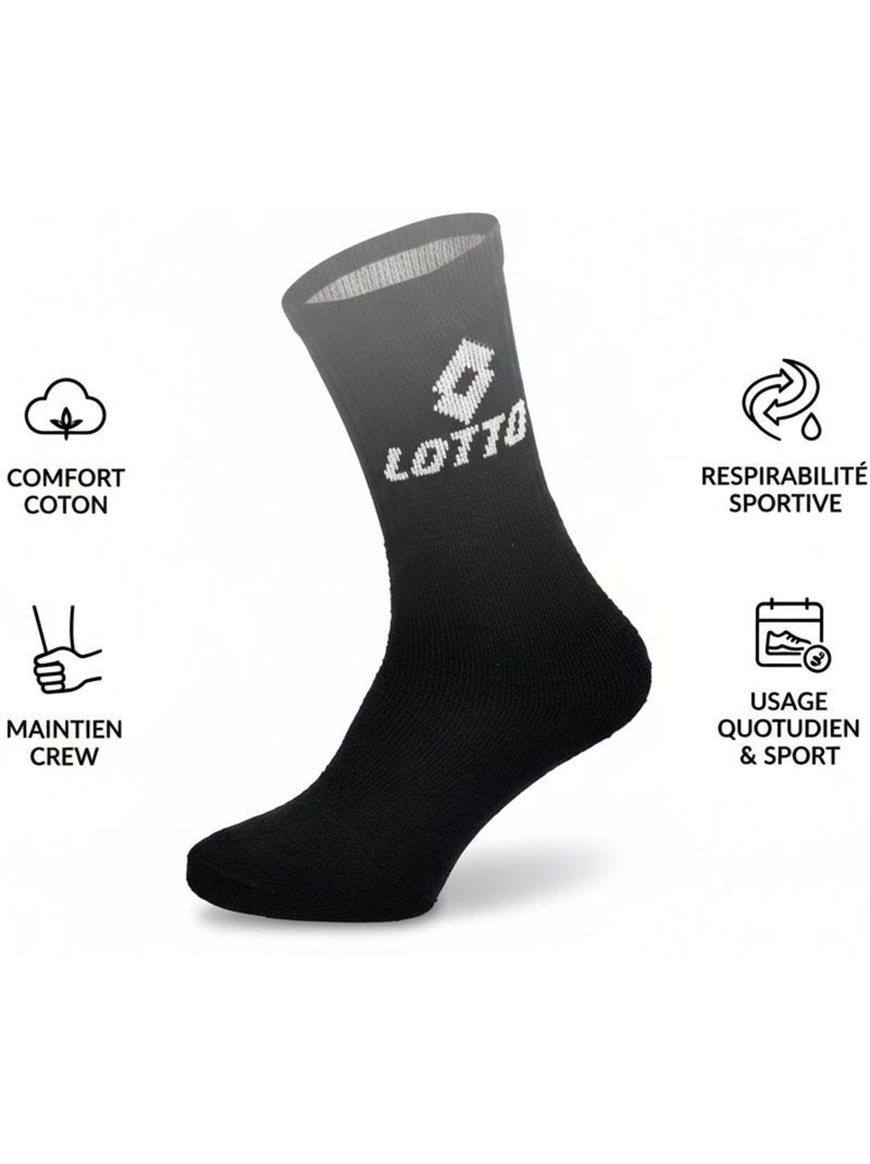 Calzini SPORT LOTTO CREW - Confezione da 3 Paia Nero - Kiabi