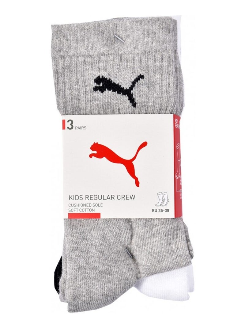 Calzini Sport PUMA Tennis CREW JUNIOR - Confezione da 3 Bianco Nero Grigio - Kiabi