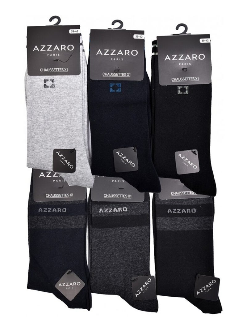 Calzini Uomo AZZARO - Confezione da 6 Nero Grigio antracite - Kiabi