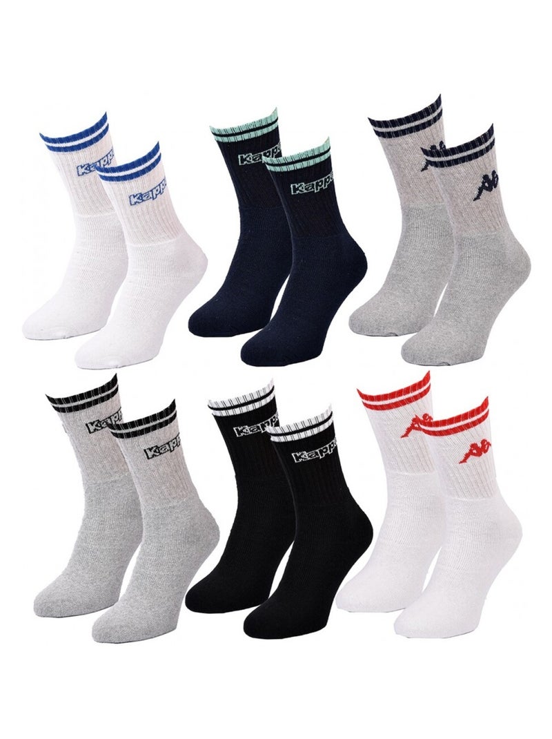 Calzini Uomo CREW KAPPA - Confezione da 6 Bianco Multicolore Grigio - Kiabi
